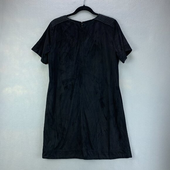 Miss Me‎ Dress Womens Medium Shift Black Faux Suede Embroidered Short Sleeve - Picture 5 of 15
